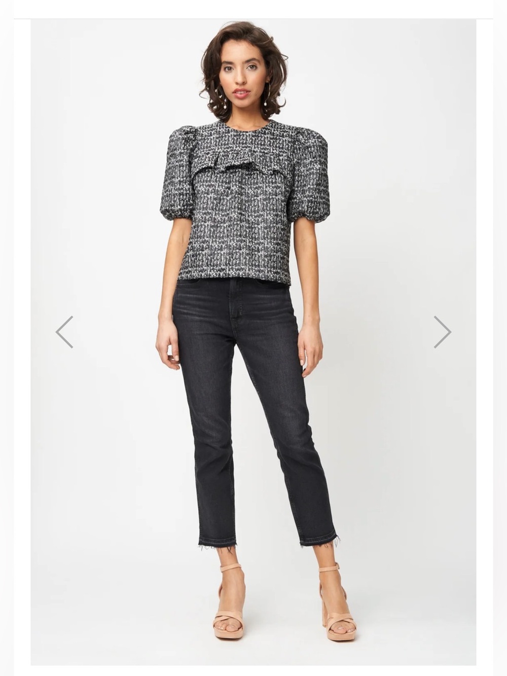 NWT Fresha London Black Metallic Textured Nora Top